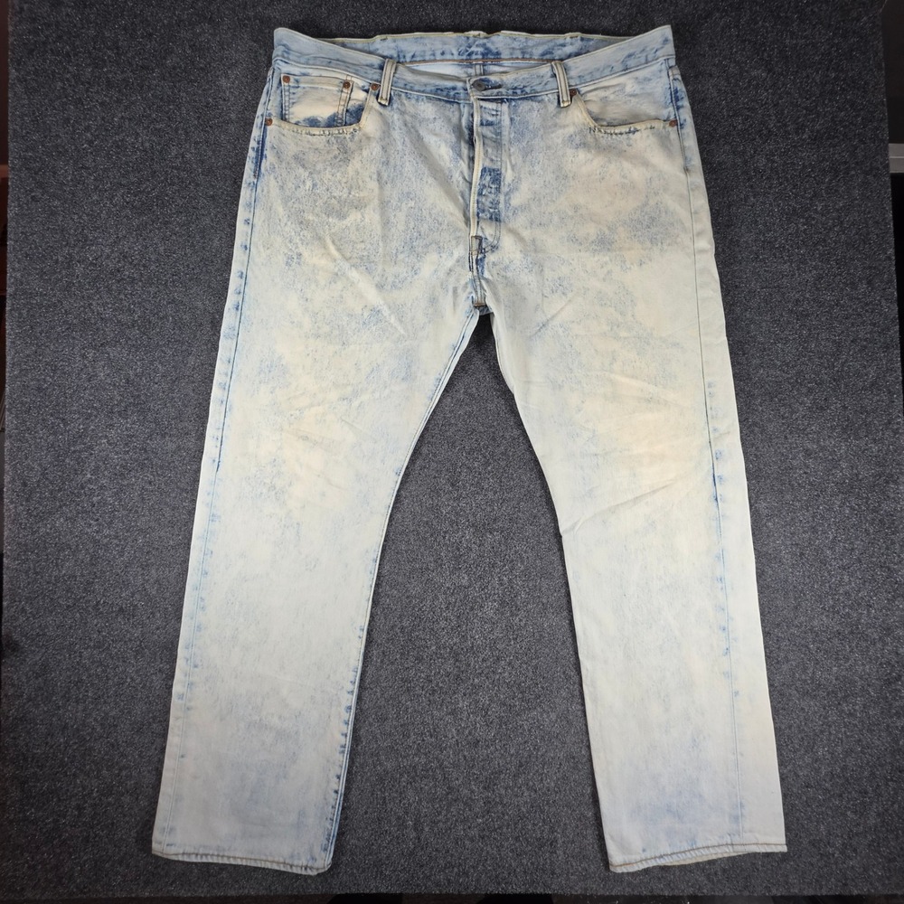 Levi's 501 Jeans Mens 42x32 Light Blue Acid Wash Straight Leg Denim